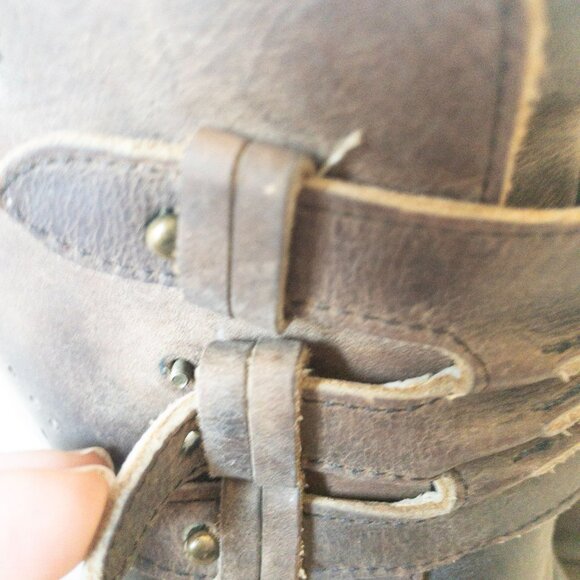 Freebird By Steven Malbc Brown Leather Block Heel Ankle Boots SZ 7 - Picture 11 of 16